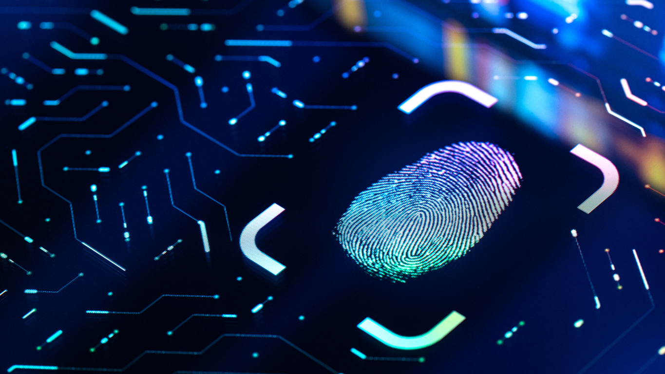 Fingerprint on a digital scanner, representing access control in data environments.